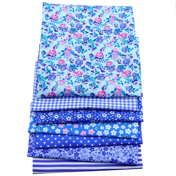 Blue Flowers Polyester Cotton 19.68*17.7inch (50*45cm) Sewing Small Cloth Head DIY Handmade Doll Clothes Patchwork Doll Quilt Handmade Cotton