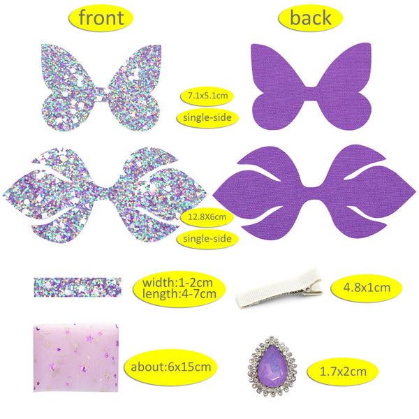 1 set DIY Synthetic Leather semifinished Bow-Knot Kit DIY Hair Bow Making For Bow-Knot Chunky Glitter Handmade Material With Clips