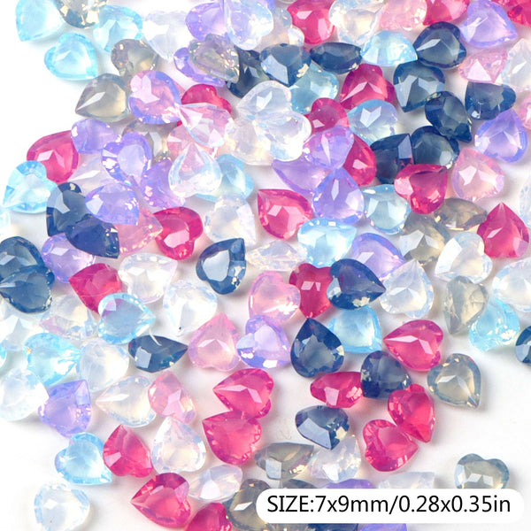 50 pieces/pack Of Colorful Heart-Shaped Rhinestone Accessories For Crafts Flatback Skeleton Shape Stones for DIY Nail Decoration Colors and Designs