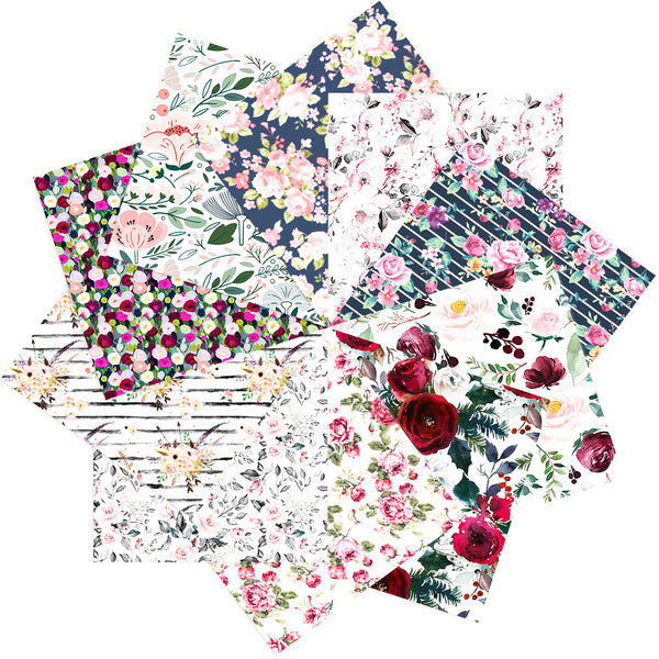 10pcs/set 7.87x7.87inch Flower Pattern Polyester Cotton Fabric Patchwork Clothes For DIY Sewing Quilting Material Precut Quilting Fabric Squares Sheets For DIY Patchwork Sewing Quilting Crafting, No Repeat Design