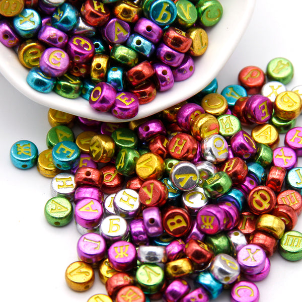 20g/pack about 135pieces Acrylic Letter Imitation Golden plated Mixed Color Alphabet symbols Beads letter beads with holes, letters are random for DIY Bracelets and Necklaces - Perfect for Small Business Jewelry Making and Craft Supplies