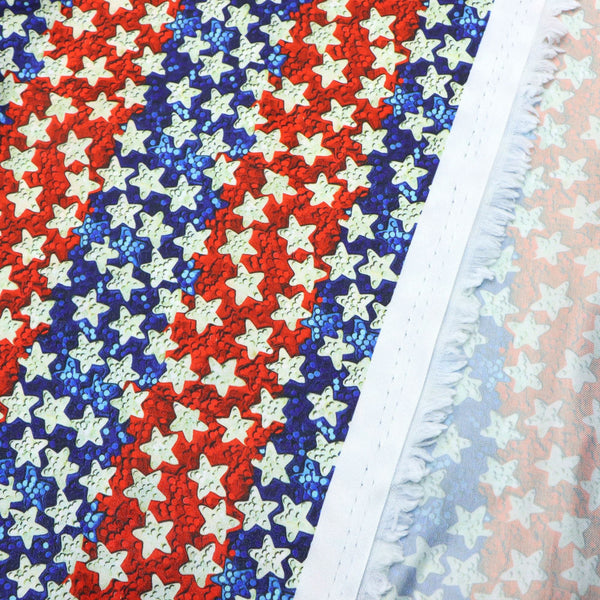 1pc 57x19.68inch USA Fourth of July,Independence Day Star Print Smooth Satin Fabric Quilting Fabrics Craft DIY Handmade Doll Clothes For Patchwork Needlework Dress Cloth Garment Curtains Material Craft Sewing Supplies (75gsm)