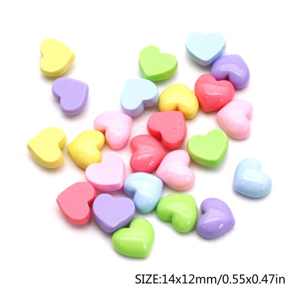 10Pcs Mixed Color Heart 3D Resin  for DIY Jewelry Making,Earrings,Scrapbook,Pendants,Hair Clip,Hair Accessories Decorations