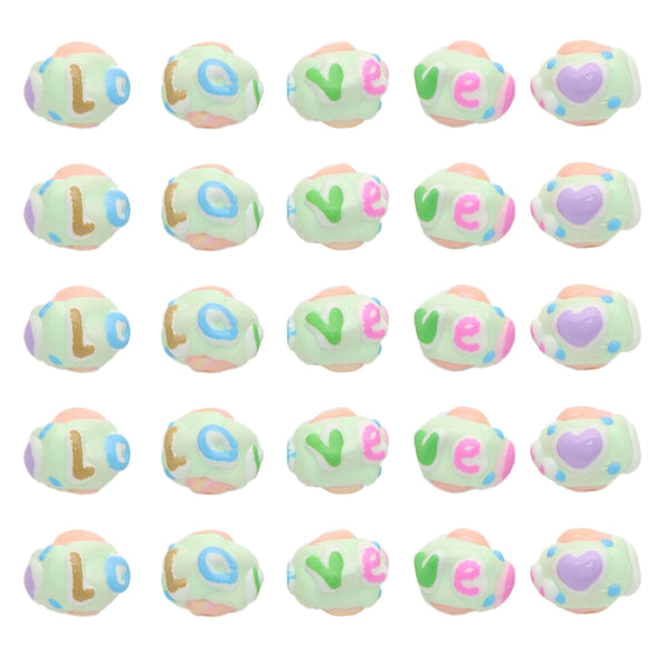 5Pcs Festive Love Heart Acrylic Beads Loose Spacer Beads for DIY Jewelry Making Accessories DIY Bracelet Necklace Chain Earrings Charm Bangle Decors Craft Pen Supplies