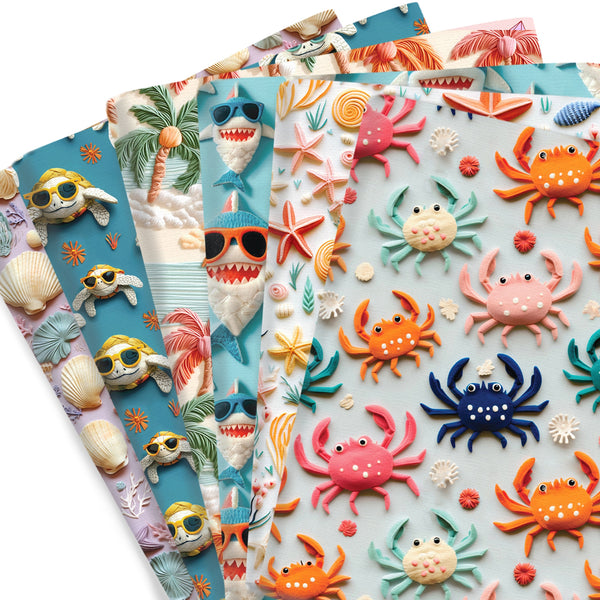 1pc 19.68x17.7inch Beach Shell Crab Ocean Series Pattern-like 3D Printed Pattern Quilting Fabric Cotton Craft DIY Handmade Doll Clothes Fabric Precut For Patchwork DIY Handmade Craft Sewing Supplies