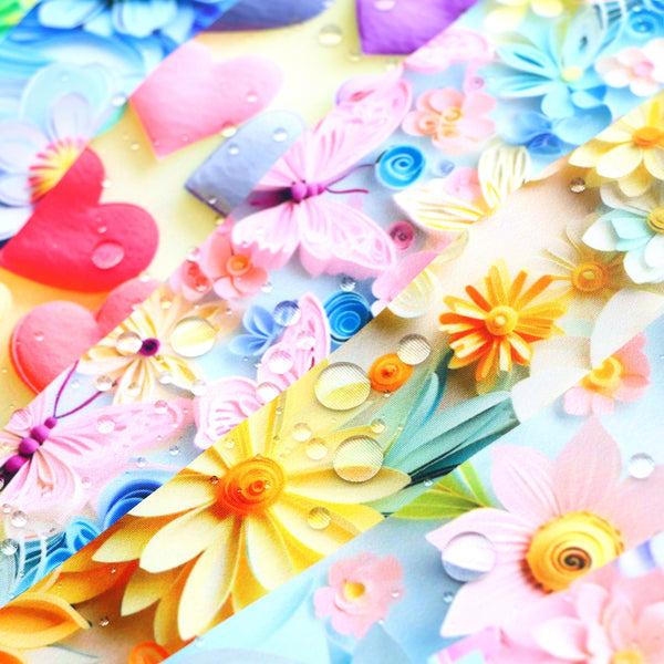 Imitation Vision 3D Style Butterfly Flowers Heart Love Valentine's Day Pattern Waterproof Fabrics For Sewing Quilting Needlework Cloth Dress DIY Crafts Home Textile Patch Tissue