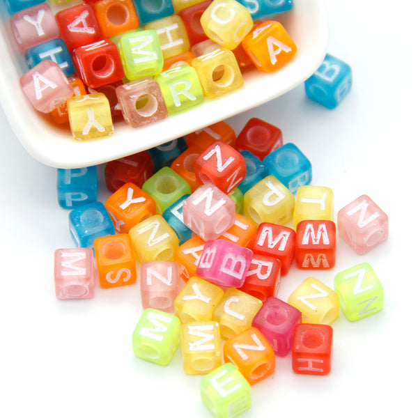 20g/pack about 82 pieces Acrylic Letter Beads Mixed jelly color letter beads with holes, letters are random for DIY Bracelets and Necklaces - Perfect for Small Business Jewelry Making and Craft Supplies