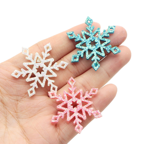 10Pcs 33mm Shiny Glitter Composite Christmas Snowflakes Patches,Plain Solid Color,Sewing Supplies for Clothes,Bag,Hats,DIY Headbands,Hair Clips,Butterfly Bow Decorations,DIY Cake Topper Crafts Hairpin Appliques Accessories Supplies