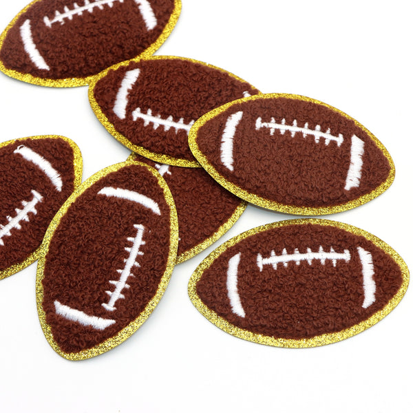 1Pc Football Applique Patches, Iron-On Chenille Varsity Embroidered Patch for DIY Jeans, Jackets, Backpacks, Caps - Casual Embroidery Sports Decoration Patch Set, Polyester Material