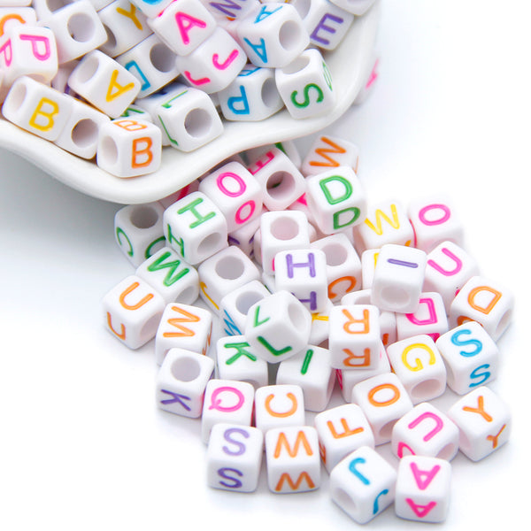 20g/pack about 130pieces Acrylic Letter Square Beads  letter beads with holes, letters are random for DIY Bracelets and Necklaces - Perfect for Small Business Jewelry Making and Craft Supplies