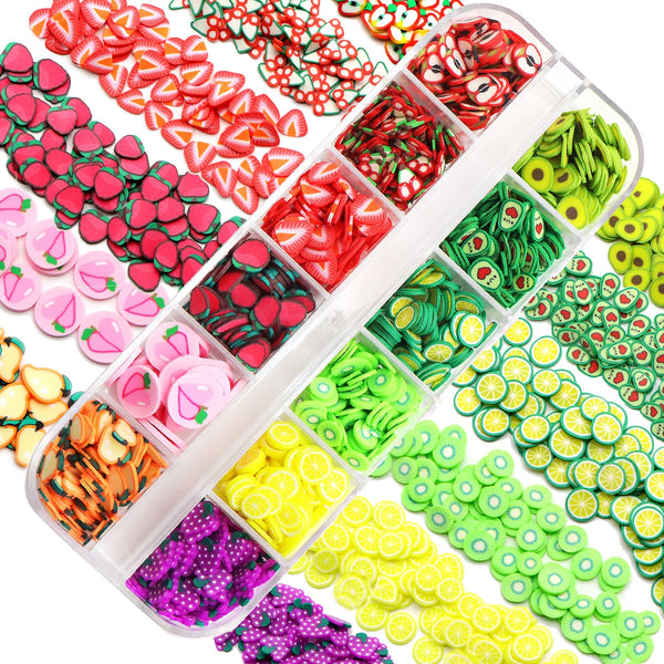 12style/box fruit - Polymer Clay Slices 5mm Cute fruit Shape Slices- Perfect for DIY Phone Cases & Festive Nail Art, DIY Nail Art And Other Handmade Decorations Jewelry Making Supplies Crafting Supplies, Unscented