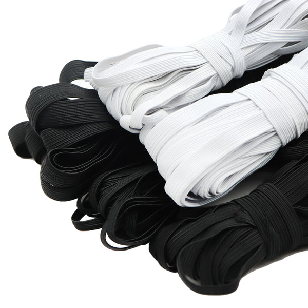 5 Yards Elastic Band With Thickened Elasticity Black And White Rubber Band High Elasticity Elastic Band For DIY Sewing Garment Applique Bags Accessories, 0.3cm/0.8cm/1cm/1.2cm Widths