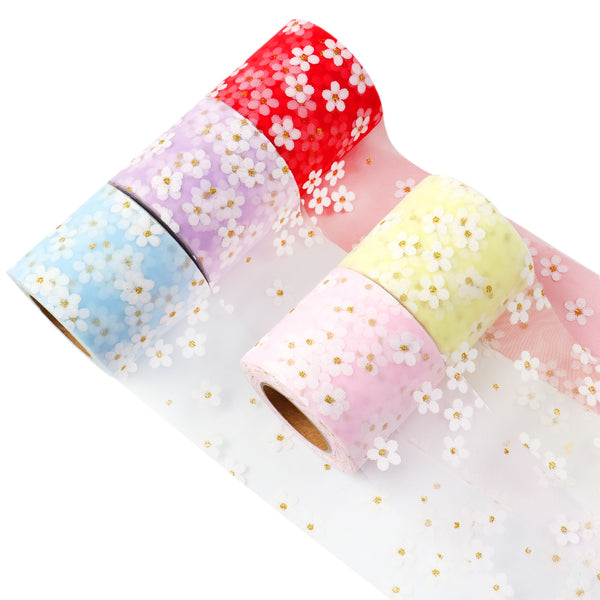 25 Yards/roll 3Inch/7.5cm Flower Mesh Ribbon Tulle Rolls For Bowknot Pet Tutu Skirt Sewing Crafting Fabric DIY Gift Wrapping Wedding Birthday Party Decor