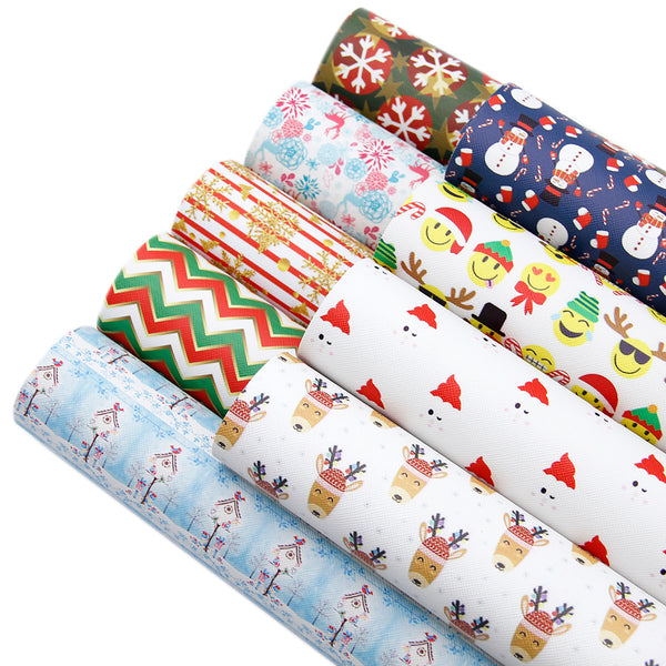 1pcs stripe starfish Christmas santa claus deer Faux Synthetic Leather  7.7*12.9inch Fabric Sheets For DIY Bows, Waist Belt, Earrings, Handbag, Phone Case, Pencil Case ,Shoes Bags Artificial Leather Crafts Handmade Material