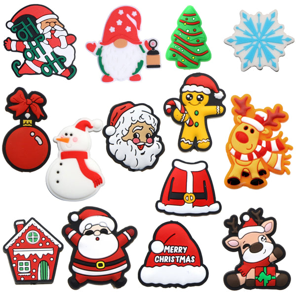 1pc/lot Christmas Ball Santa Claus Hat House Silicone Focus Beads, Various Shapes Loose Rubber Beads For Jewelry Making DIY Creative Pen Decors, Bracelets Earrings Necklaces Handmade Craft Supplies