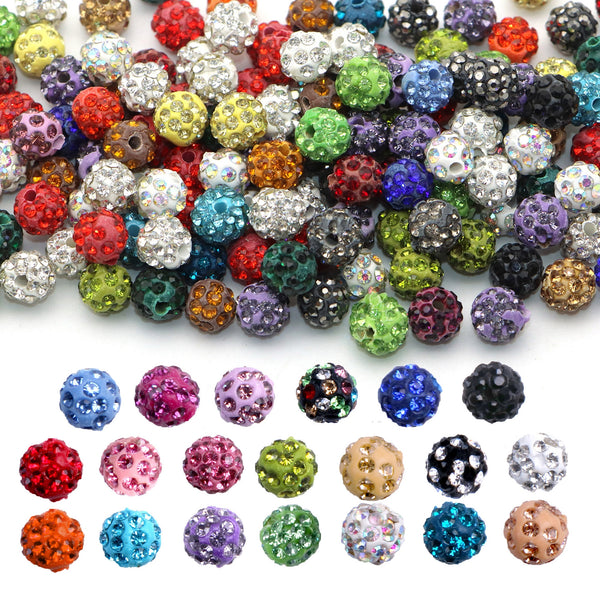 10Pcs color Mixed10mm Faux Rhinestone Polymer Clay Beads Plain Solid Color Bayberry Beads Loose Spacer Beads with Hole for Jewelry Making DIY Bracelet Necklace Chain Earrings Charm Bangle Decors Craft Supplies