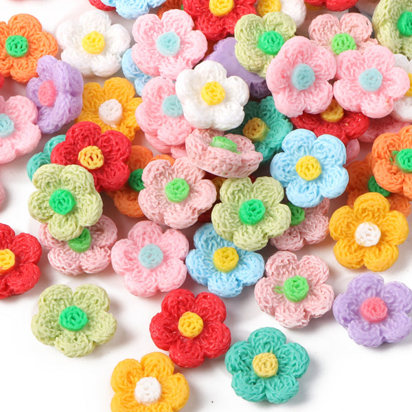 Resin Flat Back Charms, 10Pcs Colorful Charms And Containers Mixed Cute Flower Floral Shape Resin Cabochons For DIY Crafts, Scrapbooking, Jewelry Making,Random Color