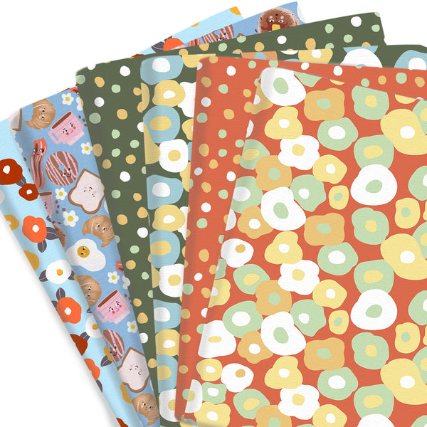 1pc Flower Floral Eggs Series Bread Pattern Quilting Fabric-17.7x19.68inch(45x50cm) Polyester Cotton Craft Fabrics DIY Handmade Projects Doll Clothes Fabric Precut For Patchwork Craft(108gsm)