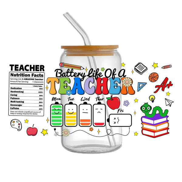 1pc Waterproof back to school Series teach Sticker For 16oz Glass Cups,Uv Dtf Transfer Diy Crystal Label,Faith Cross Libbey Glass Wrap ,Vinyl Cup Wrap ,Uv Stickers Diy Sticker For Glass Bottle-High Quality Tumbler Furniture Craft Wood DIY Crafts 16oz