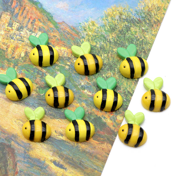 5pcs Bee Resin Charms Flatback Cabochons For Jewelry Making, Scrapbooking Embellishments, DIY Crafts, Hair Bows and Home Decor Accessories