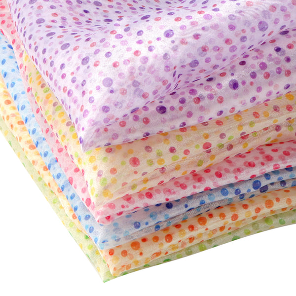 1pc 57x19.68inch Colorful Dots Spot Sparkling Tulle Mesh Gauze Fabric - Perfect for DIY Bows, Doll Clothes, Party Capes & Photo Backdrops