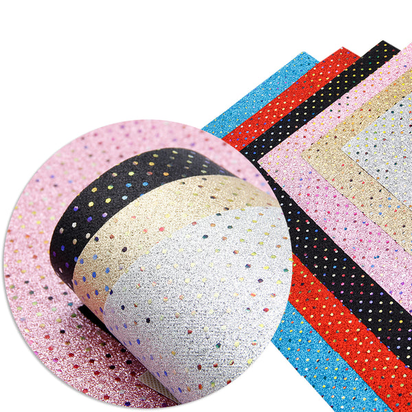 1pcs dot glitter Faux Synthetic Leather  7.7*12.9inch Fabric Sheets For DIY Bows, Waist Belt, Earrings, Handbag, Phone Case, Pencil Case ,Shoes Bags Artificial Leather Crafts Handmade Material