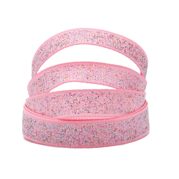 1 Roll 9mm/0.35inch 5 Yards/roll Solid Color Glitter Grosgrain Ribbon for Hair Bows, Gift Wrapping, Easter, Birthday Party Supplies, Holidays Accessories, Crafting, and DIY Projects