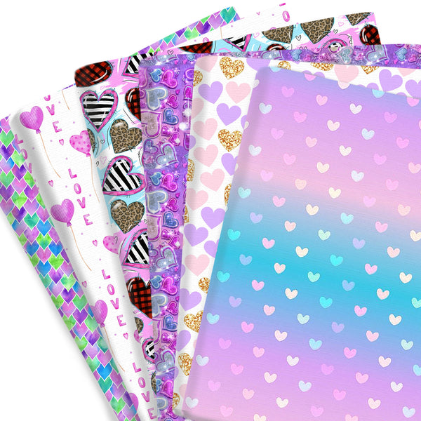 1pc Heart Love Valentine's Day Series Pattern Purple Series Quilting Fabric-17.7x19.68inch(45x50cm) Polyester Cotton Craft Fabrics DIY Handmade Projects Doll Clothes Fabric Precut For Patchwork Craft(108gsm)