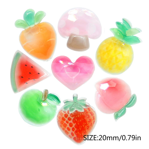 5Piece Watermelon, Apple, Strawberry, Pineapple Fruit Series 3D Resin DIY Hair Bow Wedding Scrapbook Accessories Crafts Cabochon Charms