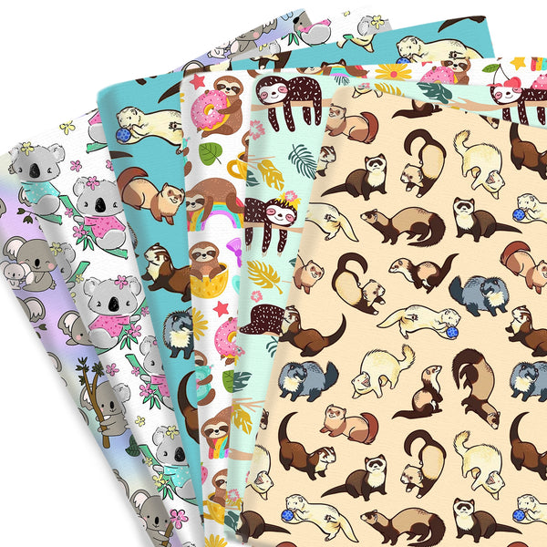 1pc Otter Sloth Koala Animals Series Pattern Quilting Fabric-17.7x19.68inch(45x50cm) Polyester Cotton Craft Fabrics DIY Handmade Projects Doll Clothes Fabric Precut For Patchwork Craft(108gsm)