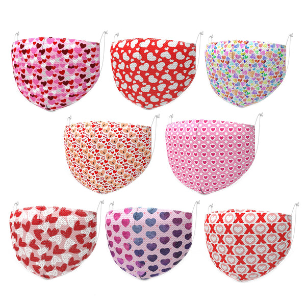 1pcs Heart Love Valentine's Day Bullet Textured Liverpool Fabric Washable Reusable Face Masks - Face Covering Lightweight Breathable for Outdoor Activities Face Cover with Nose Wire and Filter Pocket Outdoor Travel, Women, Men, and Adults