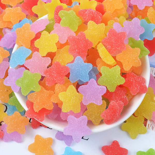 20pcs /lot Sugar Candy Sweety Star Acrylic Resin Charms Flat Back Jelly Color Cabochons For  Crafts Flatbacks Diy Crafts, Scrapbooking & Jewelry Making