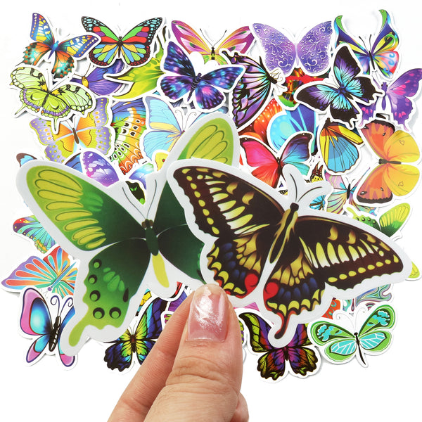 50PCS/pack  Cartoon Iridescent color Butterfly Decals color Print Sticker, Irregular Shape bow Stickers For Water Bottle,  Gift wrapping ,Butterfly Print Decals For Laptop Luggage, Skateboard, Scrapbooking Gift wrapping stickers