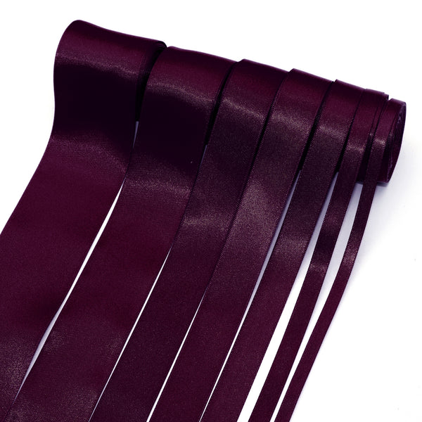 7 Rolls, 5 Yards/roll Multisize Wine Red Series Solid Color Double Side Satin Ribbon Set For Gift Wrapping Ribbon Holiday DIY Craft Ribbons For Home Party Decor