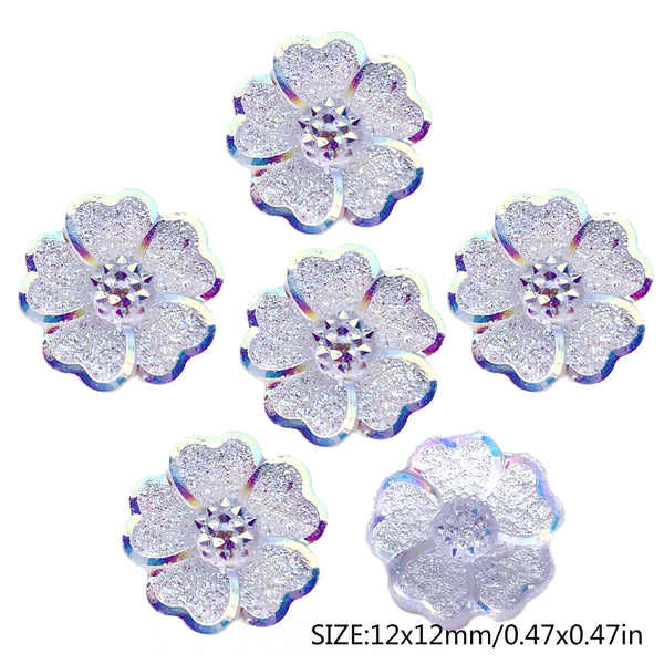 50Pcs Purple Flower Rhinestone Mini 3D Resin For Crafts Flatback Skeleton Shape Stones for DIY Nail Decoration Colors and Designs