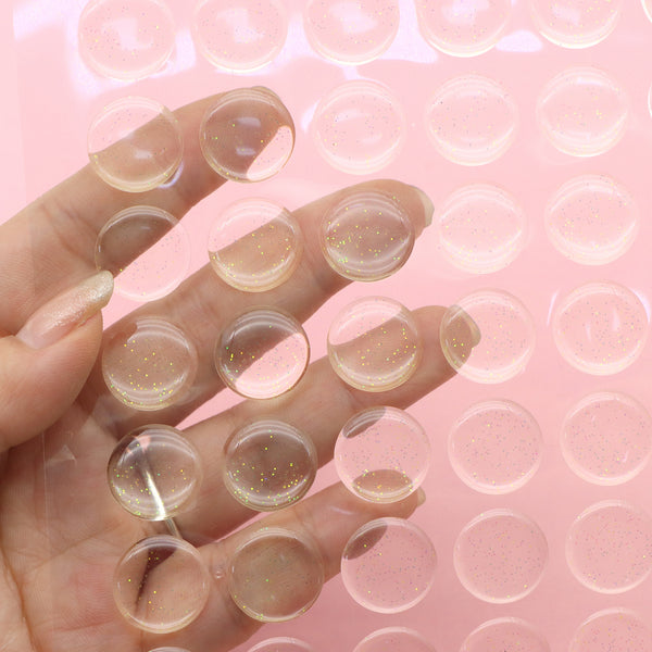 98pcs 0.63inch Shiny Clear Epoxy Resin Dome Stickers - Round & Heart Shape - Durable Adhesive for DIY Jewelry, Pendant Caps, Magnets, Art Crafts, Scrapbooking & Card Making - Perfect for Personalized Gifts