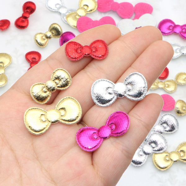 20pcs/pack 29x15mm Golden-Silverry, mini Bowknot Appliques - Assorted Colors, DIY Hair Clip & Garment Embellishments, Sewing & Knitting Supplies for DIY Bow Accessories Decor Crafts Diy Material Mobile Phone Case   headwear decoration Accessories