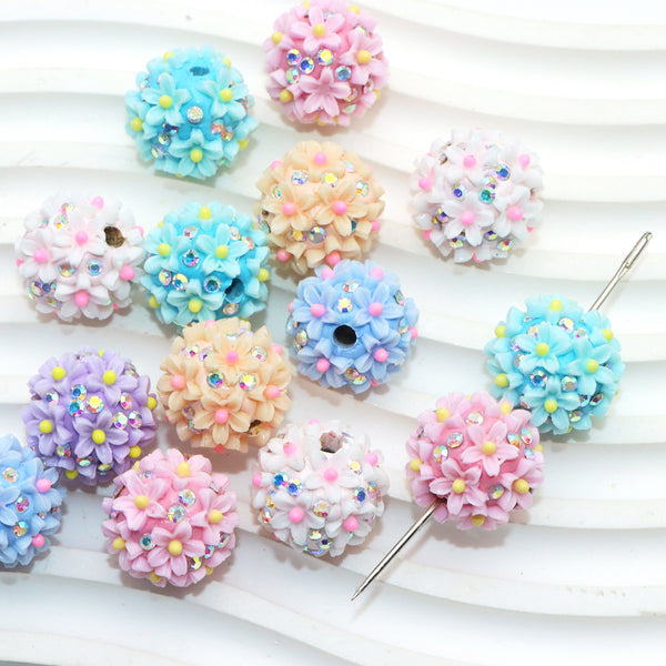 1Pc Blossom Flowers Shaped Polymer Clay Beads Loose Spacer Acrylic Beads with Hole for Jewelry Making DIY Bracelet Necklace Chain Earrings Charm Bangle Decors Craft Supplies