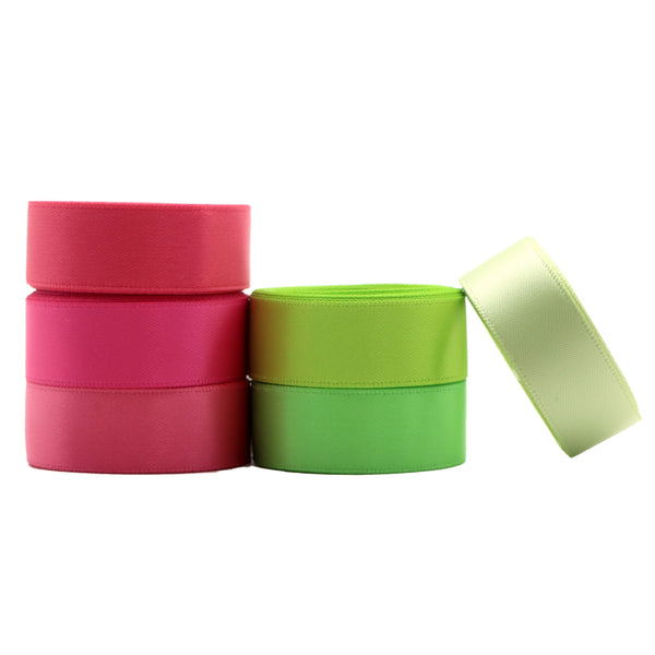 6 Rolls, 0.63Inch/16mm X 2 Yards/roll Solid Color Hot Pink Green Yellow Series Satin Ribbon Set For Gift Wrapping Ribbon Holiday DIY Craft Ribbons For Home Party Decor