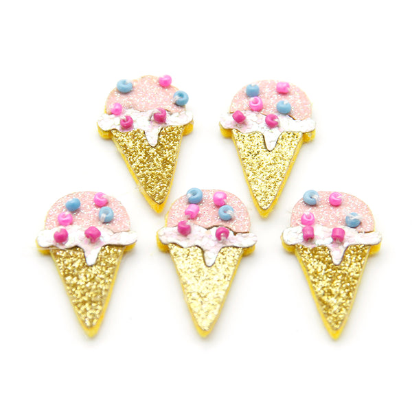 5pcs Sparkling Sequin Ice Cream glitter bead non-woven patch Layered, Thick Felt Fabric Accessories For Diy Crafts & Sewing Projects， for DIY hair accessories decorations