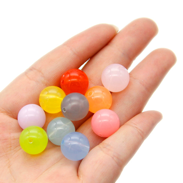 20g/pack about 20pcs Round Shaped candy-Color Mixed Color Acrylic Beads For DIY Bracelet Necklace Jewelry Making Material