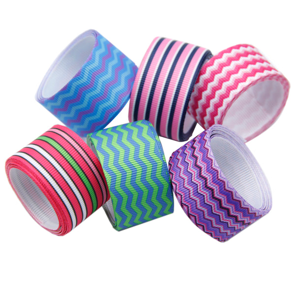 1yard/roll,6roll/set stripe grosgrain Ribbon For Wreaths Gift Wrapping Party Decoration DIY Hair Bows Crafts Headwear Hair Accessories Garment Decor