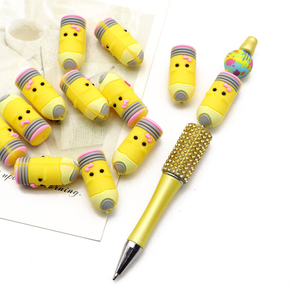 1 Piece/Pack 3D Cute Pencil Silicone Bead,Art Craft & Sewing Supplies, DIY Bead Jewelry Making, Decorative Beads for DIY Crafts