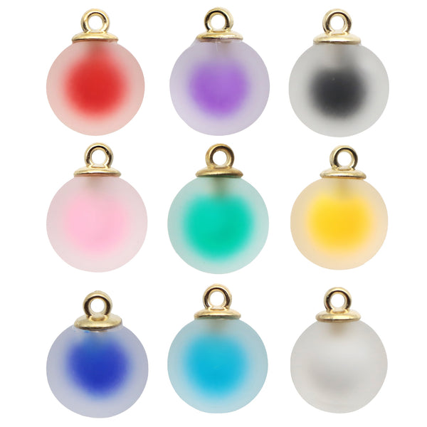 10Pcs Plain Solid Color Fashion Frosted Glass Ball  Pendant Charms DIY Women Jewelry Necklace Earring Hair Jewelry, Christmas