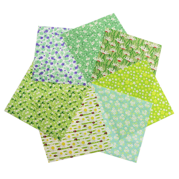 7pcs/set 7.87x7.87inch(20x20cm) Green Series Flowers Leaves Pattern 100% Cotton Craft Fabrics DIY Handmade Projects Doll Clothes Fabric Precut For Patchwork Craft(130gsm)