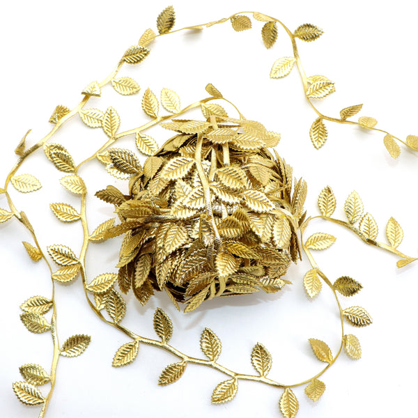 1Roll 20yards Golden Leaf Ribbon,Leaves String Trim Ribbon,Vine Leaves Ribbon For Packing Party Wedding Home Garment Decoration, Wreaths & DIY Craft