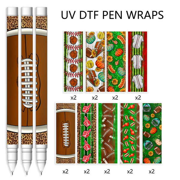 18pcs/set UV DTF Ball Sports Leopard Series Pen Wrapping Decals UV DTF Vinyl PVC Stickers Waterslide Epoxy Pen Wrapper PVE For Craft Pen Gift Custom Metal Plastic Stationery Sticker