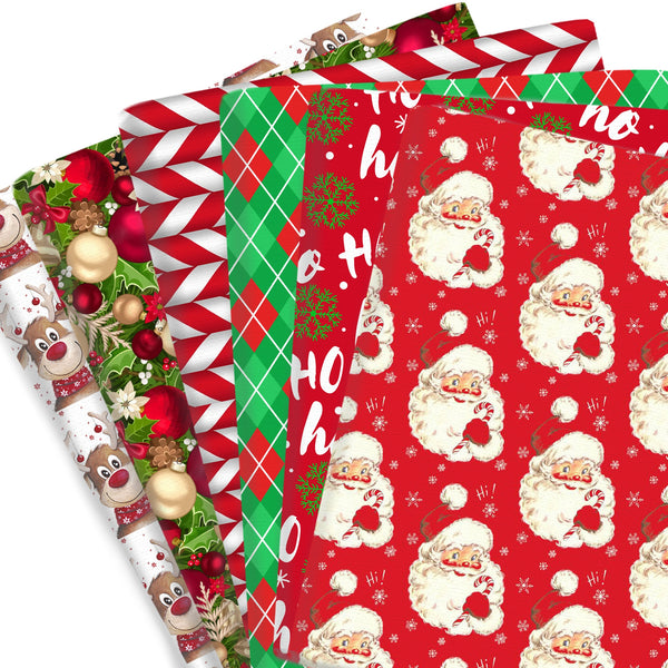 1pc Christmas Series Holly Santa Claus Deer Pattern Quilting Fabric-57x19.68inch (145x50cm) Polyester Cotton Craft Fabrics DIY Handmade Projects Doll Clothes Fabric Precut For Patchwork Craft(108gsm)