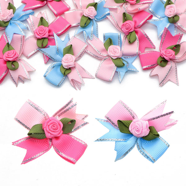 5pcs Grosgrain Ribbon Bows Knot Craft Bows Small Flower Gift Tie Wedding Decoration Bow Bowknot DIY Birth Party Baking Decoration