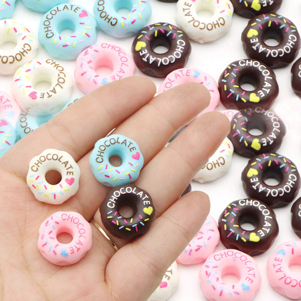 20pcs/pack 3D Resin Cartoon Available in multiple colors Cute Doughnut 3D Resin  for DIY Crafts, Hair Clips, Earrings & Phone Case Decorations DIY Craft Supplies for Earrings, Hair Clips, Phone Cases & Sewing Projects